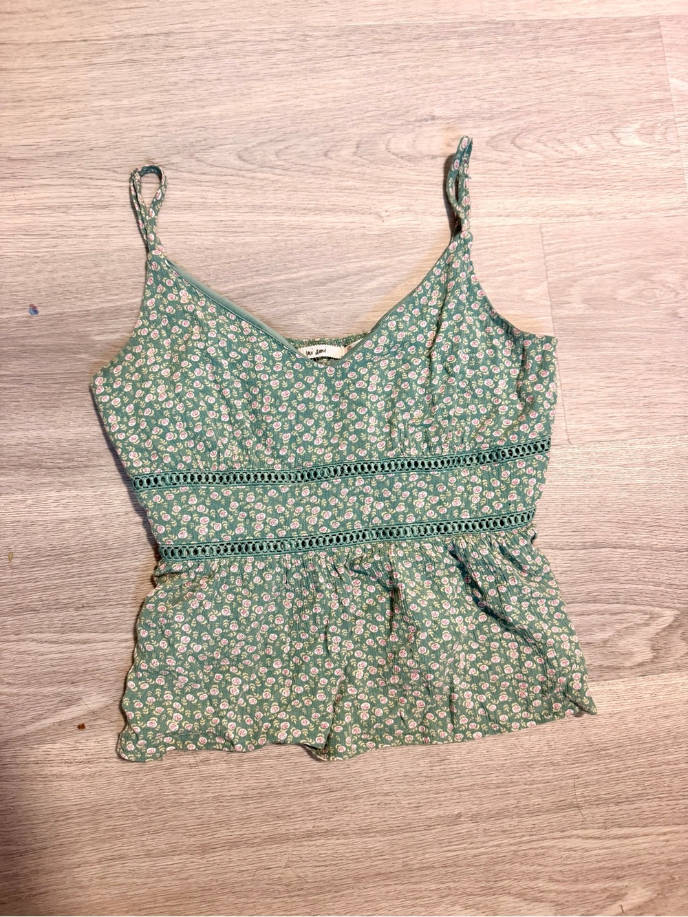 miami Green Floral Lace-Trim Cami Top